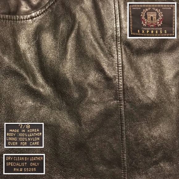 COMPAGNIE INT EXPRESS Auth Chic Blk Leather Skirt - Picture 4 of 4